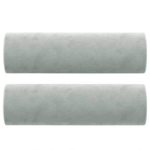 3-personers sofa i velour med pyntepuder - lysegrå, 198 cm