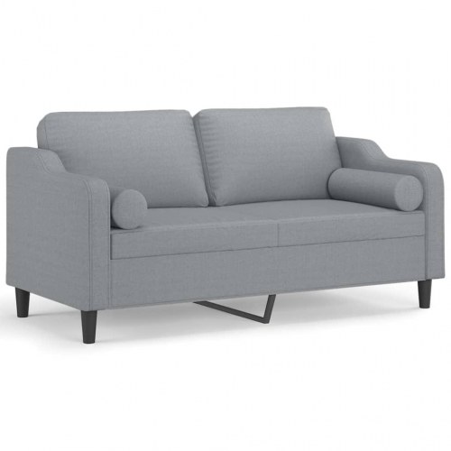 2-personers sofa med pyntepuder - 140 cm sædebredde, stof, lysegrå