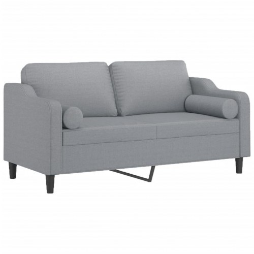 2-personers sofa med pyntepuder - 140 cm sædebredde, stof, lysegrå