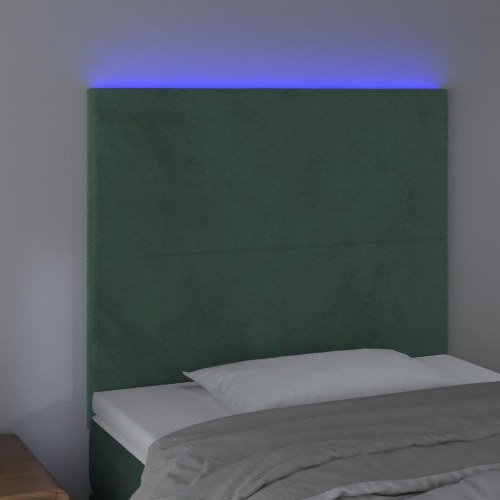 Sengegavl med LED-lys 90 x 5 x 118/128 cm - mørkegrøn