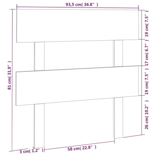 Sengegavl 93,5 x 3 x 81 cm i massivt fyrretræ - gyldenbrun