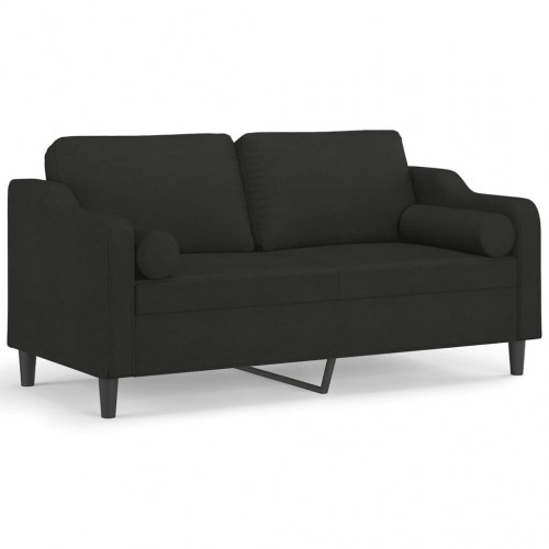 2-personers sofa med pyntepuder - stof, sort, 140 cm sædebredde