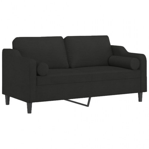 2-personers sofa med pyntepuder - stof, sort, 140 cm sædebredde