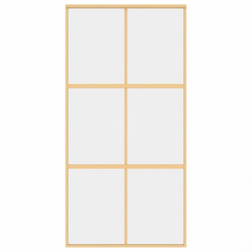 Skydedør 102,5×205 cm - klart sikkerhedsglas og gylden aluminiumsramme