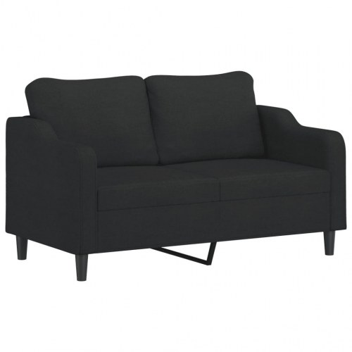 2-personers sofa med pyntepuder - stof, sort, 140 cm sædebredde