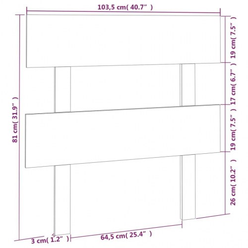 Sengegavl 103,5 x 3 x 81 cm - massivt fyrretræ, hvid