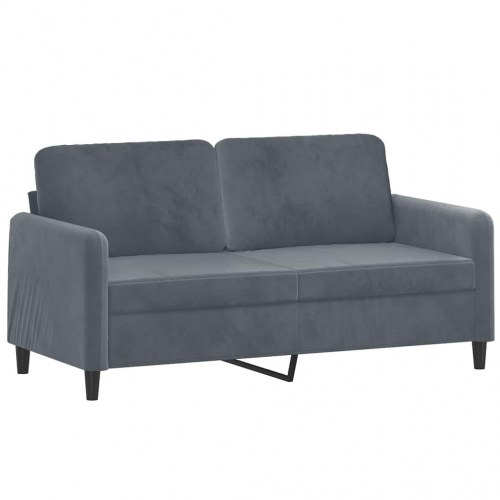 2-personers sofa i velour med pyntepuder - mørkegrå, sædebredde 140 cm