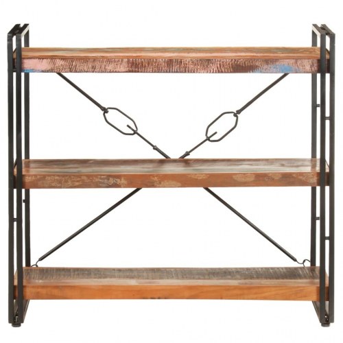 Bogreol m. 3 hylder 90x30x80 cm massivt genbrugstræ