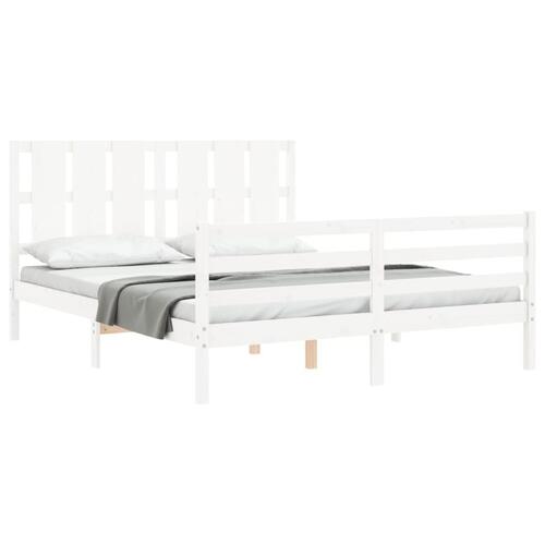 Sengeramme med sengegavl 160x200 cm massivt træ hvid