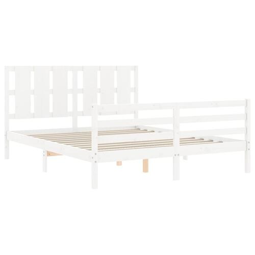 Sengeramme med sengegavl 160x200 cm massivt træ hvid