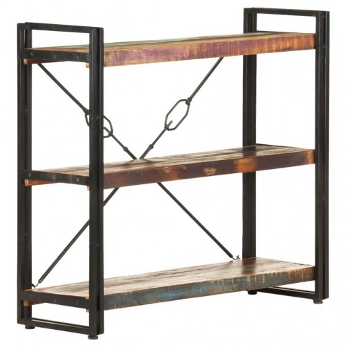 Bogreol m. 3 hylder 90x30x80 cm massivt genbrugstræ
