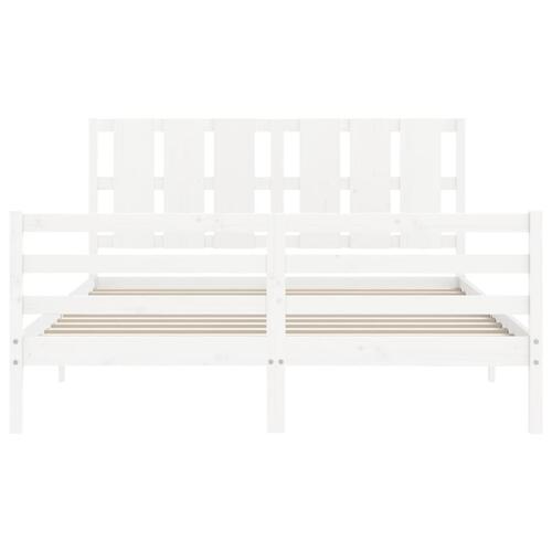 Sengeramme med sengegavl 160x200 cm massivt træ hvid