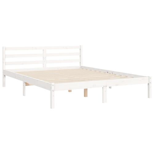 Sengeramme med sengegavl 160x200 cm massivt træ hvid