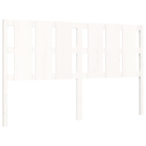 Sengeramme med sengegavl 160x200 cm massivt træ hvid