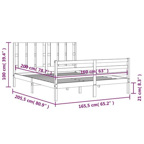 Sengeramme med sengegavl 160x200 cm massivt træ hvid