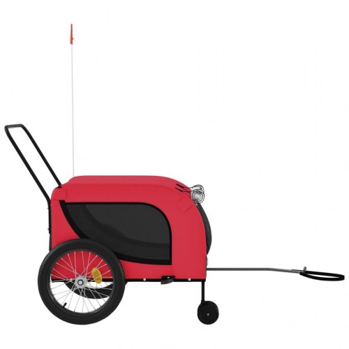 Hundetrailer til cykel i oxfordstof og jern - rød/sort