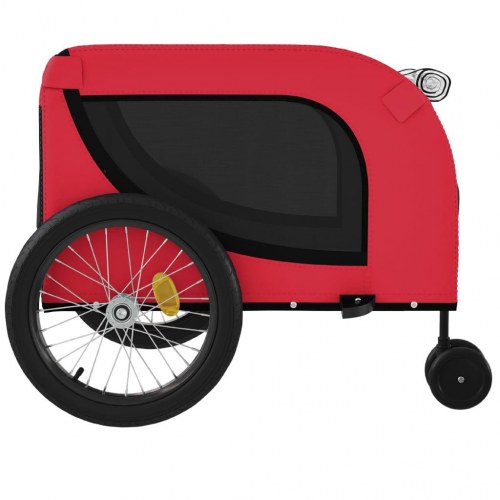 Hundetrailer til cykel i oxfordstof og jern - rød/sort