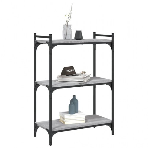 Bogreol 60×30×86 cm med 3 hylder - grå sonoma-eg