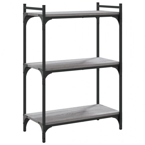 Bogreol 60×30×86 cm med 3 hylder - grå sonoma-eg
