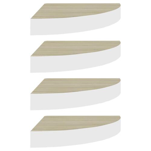 Hjørnehylder 4 stk. 35x35x3,8 cm MDF egetræsfarvet og hvid