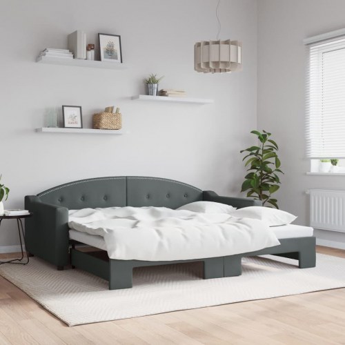 Daybed med udtræk 90x190 cm stof mørkegrå