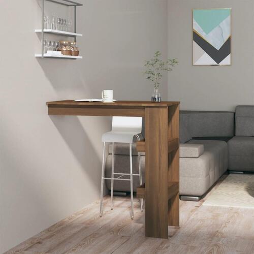 Vægmonteret barbord 102x45x103,5 cm konstrueret træ brunt eg