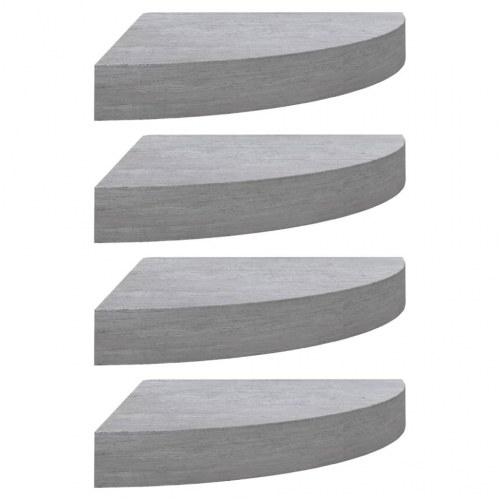 Hjørnehylder - 4 stk. 35×35×3,8 cm i MDF, betongrå