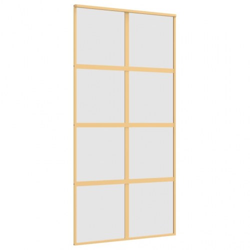 Skydedør 102,5×205 cm - matteret sikkerhedsglas, aluminium i gylden