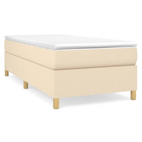 Boxspring sengeramme 90×200 cm - stof, cremefarvet