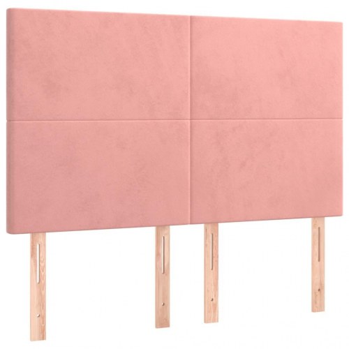 Sengegavl med LED-lys 144 x 5 x 118/128 cm - lyserød