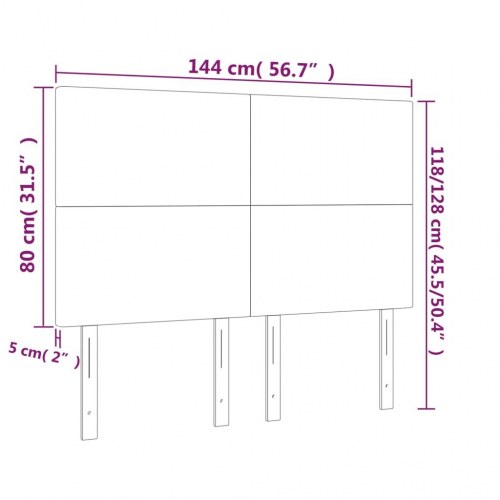 Sengegavl med LED-lys 144 x 5 x 118/128 cm - lyserød
