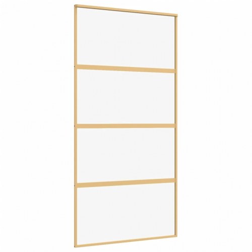 Skydedør 102,5×205 cm - klart sikkerhedsglas og gylden aluminiumsramme