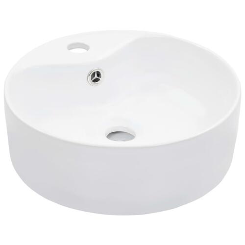 Håndvask med overløb 36 x 13 cm keramik hvid