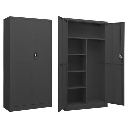 Skab med lås 90x40x180 cm stål antracitgrå