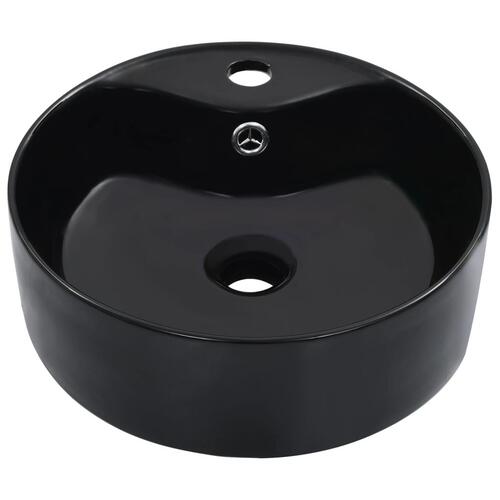 Håndvask med overløb 36 x 13 cm keramik sort