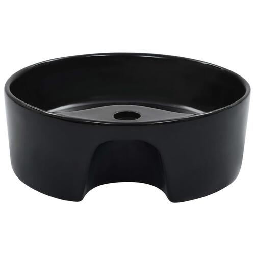 Håndvask med overløb 36 x 13 cm keramik sort