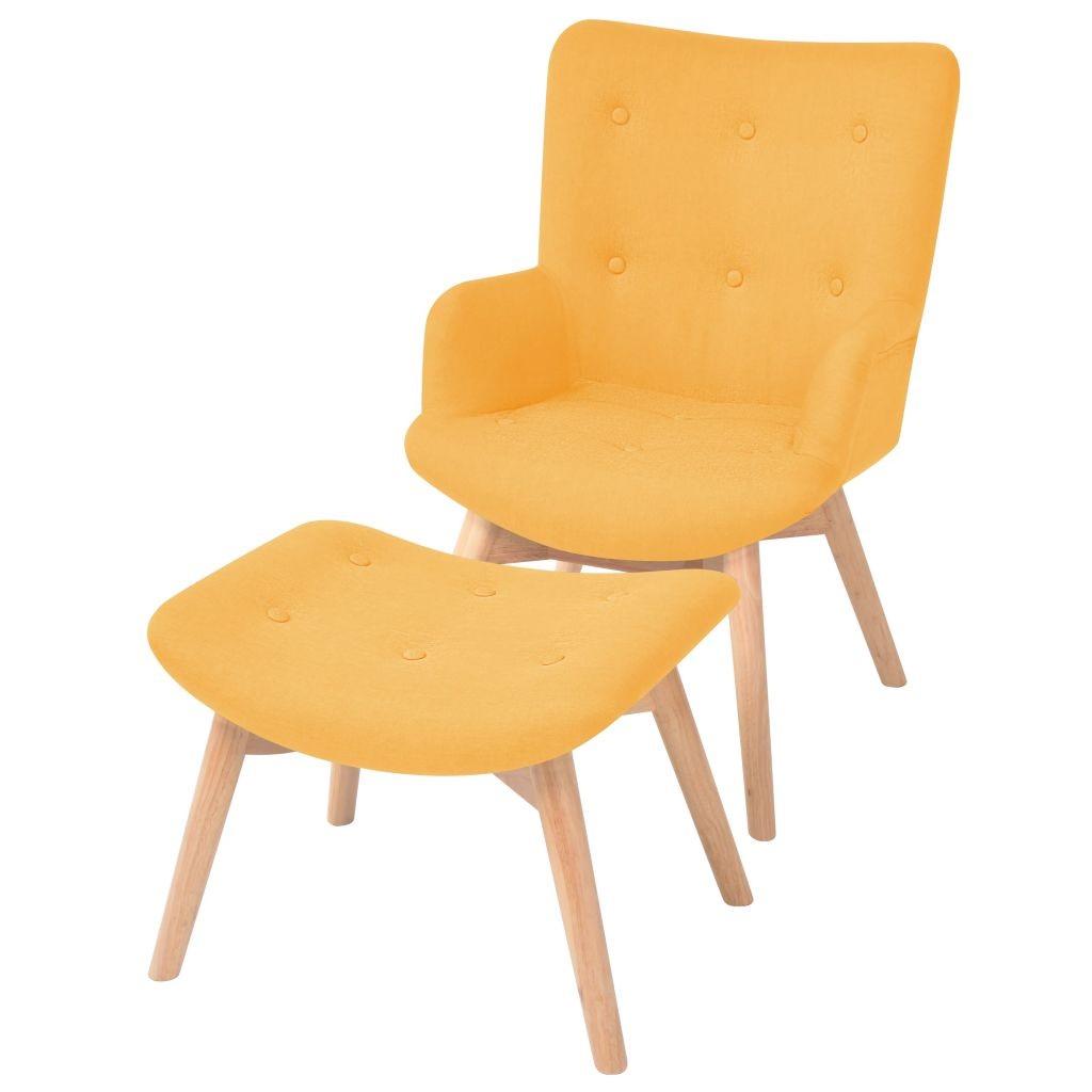 Lænestol med fodskammel stof gul
