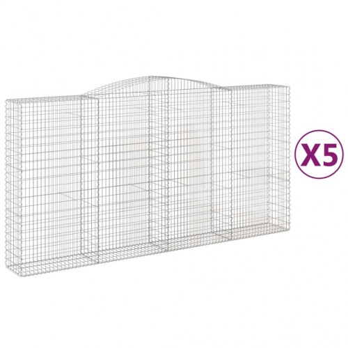 Buede gabionkurve - 5 stk. 400×50×200/220 cm i galvaniseret jern