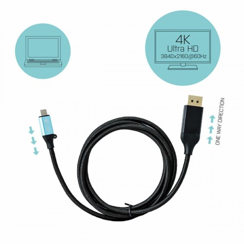 USB-C kabel til DisplayPort i-Tec 2 m - 4K Ultra HD, sort