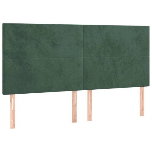 Sengegavl med LED-lys i fløjl 180 x 5 x 118/128 cm - mørkegrøn