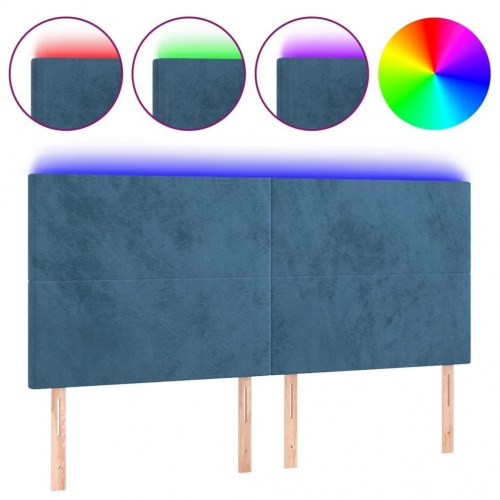 Sengegavl med LED-lys 180 x 5 x 118/128 cm - mørkeblå