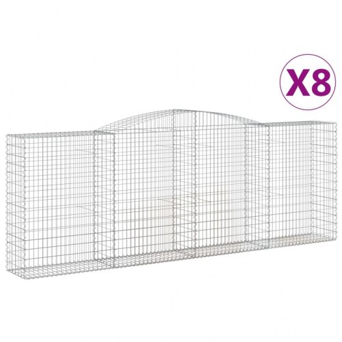 Buede gabionkurve - 8 stk. 400 × 50 × 140/160 cm i galvaniseret jern