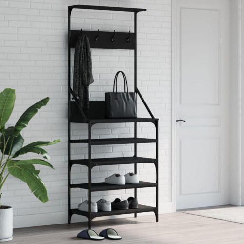 Tøjstativ med skoopbevaring 70 x 34 x 184 cm - sort