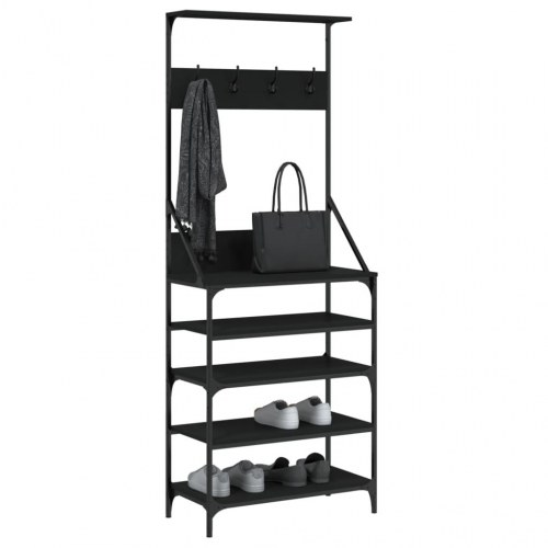 Tøjstativ med skoopbevaring 70 x 34 x 184 cm - sort