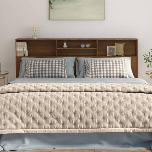 Sengegavl med opbevaring 200x19x103,5 cm brun egetræsfarve