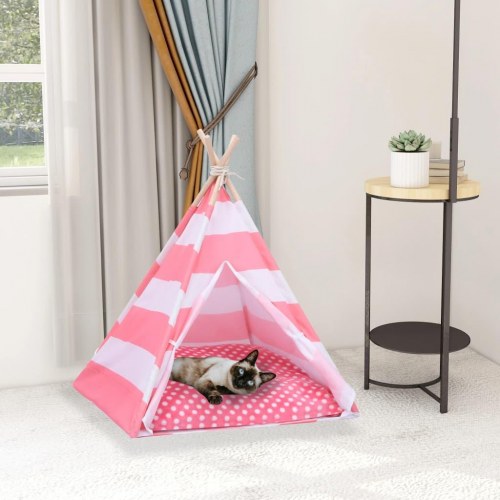 Kattetelt 60x60x70 cm med bærepose polyester stribet