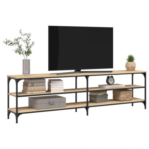 Tv-bord 180x30x50 cm konstrueret træ og metal sonoma-eg