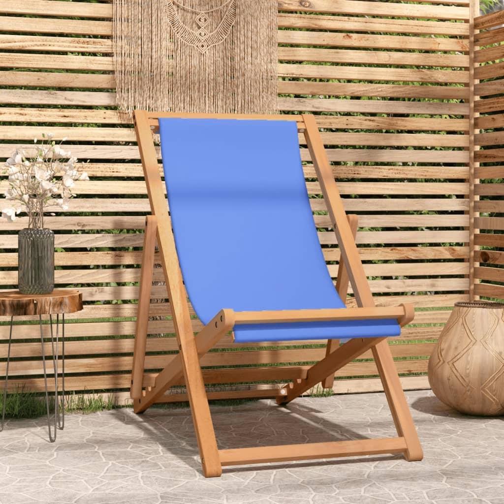 Dækstol 56x105x96 cm teak blå