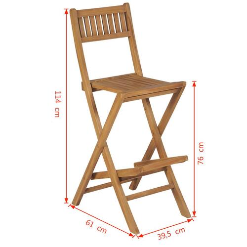 Foldbare udendørs barstole 2 stk. massivt teaktræ