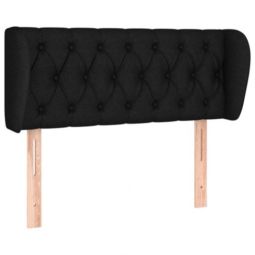 Sengegavl med kanter 93 x 23 x 78/88 cm stof - sort